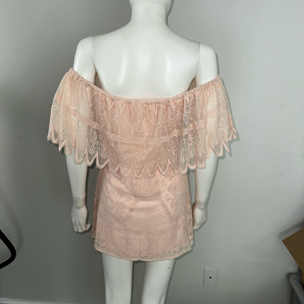 Jen’s Pirate Booty *Wilderness Fiesta* pink lace off shoulder mini dress M/L - Picture 5 of 10